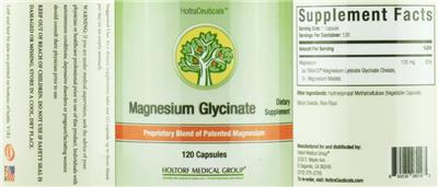 Photo of the HoltraCeuticals Magnesium Glycinate label