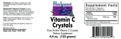 Photo of the Bluebonnet Vitamin C Crystals label