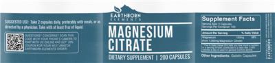 Photo of the Earthborn Elements Magnesium Citrate label
