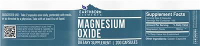 Photo of the Earthborn Elements Magnesium Oxide label