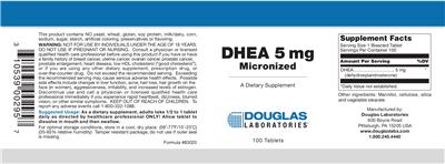 Photo of the Douglas Laboratories DHEA 5 mg Micronized label