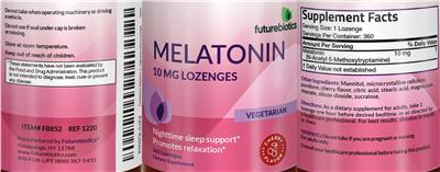 Photo of the Futurebiotics Melatonin 10 mg Lozenges Cherry Flavor label