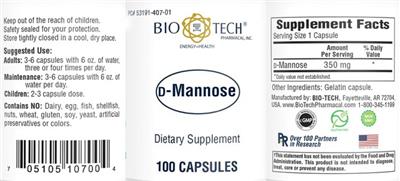 Photo of the Bio-Tech Pharmacal D-Mannose label
