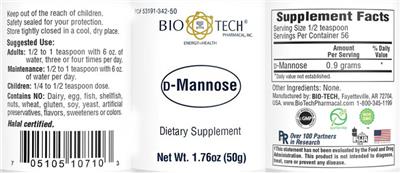 Photo of the Bio-Tech Pharmacal D-Mannose label