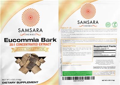 Photo of the Samsara Herbs Eucommia Bark 20:1 Concentrated Extract label