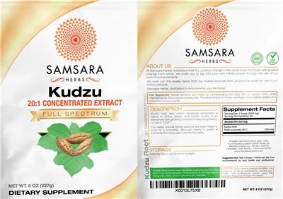 Photo of the Samsara Herbs Kudzu 20:1 Concentrated Extract label