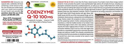Photo of the ProCaps Laboratories Coenzyme Q-10 100 mg label