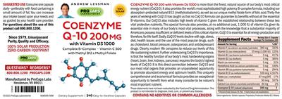 Photo of the ProCaps Laboratories Coenzyme Q-10 200 mg With Vitamin D3 1000 label