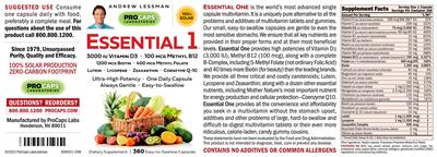 Photo of the ProCaps Laboratories Essential 1 label