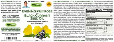 Photo of the ProCaps Laboratories Evening Primrose with Black Currant Seed Oil label