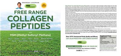 Photo of the ProCaps Laboratories Free Range Collagen Peptides with MSM (Methyl-Sulfonyl-Methane) label