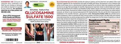 Photo of the ProCaps Laboratories Glucosamine Sulfate 1500 label