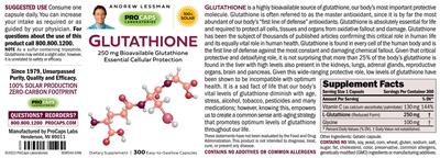 Photo of the ProCaps Laboratories Glutathione 250 mg label