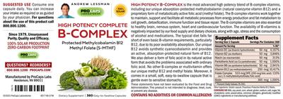 Photo of the ProCaps Laboratories High Potency B-Complex label