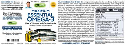 Photo of the ProCaps Laboratories Maximum Essential Omega-3 label