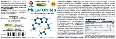 Photo of the ProCaps Laboratories Melatonin 3 mg label