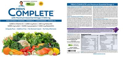 Photo of the ProCaps Laboratories Men's Complete with Maximum Essential Omega-3 500 mg label