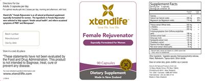 Photo of the Xtendlife Female Rejuvenator label