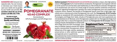 Photo of the ProCaps Laboratories Pomegranate 40:40 Complex label