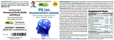 Photo of the ProCaps Laboratories PS 100 Phosphatidyl Serine label