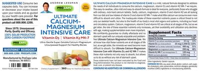 Photo of the ProCaps Laboratories Ultimate Calcium-Magnesium Intensive Care label