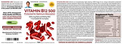 Photo of the ProCaps Laboratories Vitamin B12 500 label