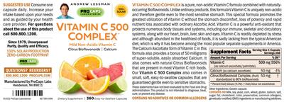 Photo of the ProCaps Laboratories Vitamin C 500 Complex label