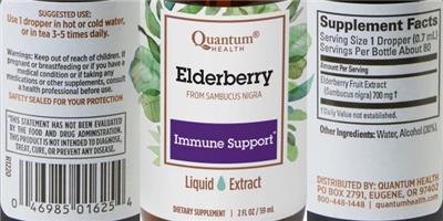 Photo of the Quantum Health Elderberry Liquid Extract label