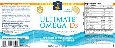 Photo of the Nordic Naturals Ultimate Omega-D3 Lemon label