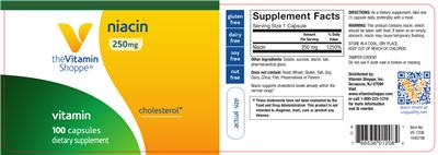 Photo of the The Vitamin Shoppe Niacin 250 mg label