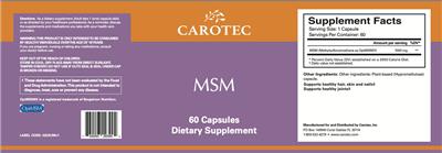 Photo of the Carotec MSM label