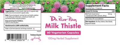 Photo of the Dr. Rico Perez Milk Thistle 100 mg label