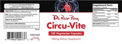 Photo of the Dr. Rico Perez Circu-Vite 300 mg label