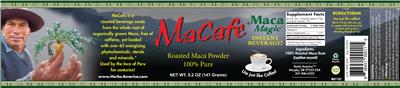 Photo of the Maca Magic MaCafe label