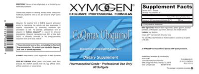 Photo of the XYMOGEN CoQmax Ubiquinol label