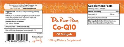 Photo of the Dr. Rico Perez Co-Q10 100 mg label