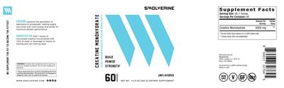 Photo of the Swolverine Creatine Monohydrate Unflavored label