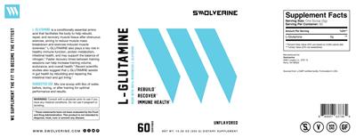 Photo of the Swolverine L-Glutamine Unflavored label