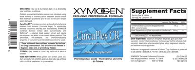 Photo of the XYMOGEN CurcuPlex CR label