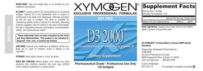 Photo of the XYMOGEN D3 2000 label