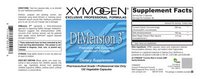 Photo of the XYMOGEN DIMension 3 label