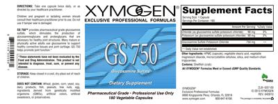 Photo of the XYMOGEN GS 750 label
