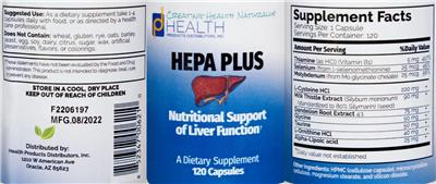 Photo of the Health Products Distributors Hepa Plus label