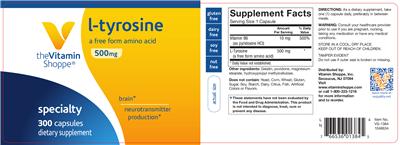 Photo of the The Vitamin Shoppe L-Tyrosine 500 mg label