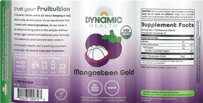 Photo of the Dynamic Health Mangosteen Gold label