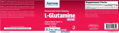Photo of the Jarrow Formulas L-Glutamine Powder label