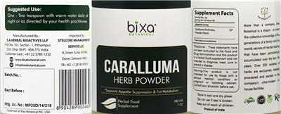 Photo of the Bixa Botanical Caralluma Herb Powder label