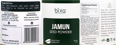Photo of the Bixa Botanical Jamun Seed Powder label