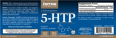 Photo of the Jarrow Formulas 5-HTP 50 mg label