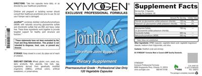 Photo of the XYMOGEN JointRoX label